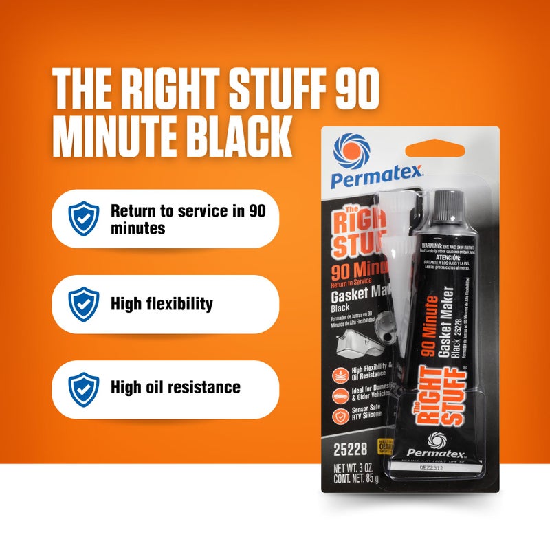 Permatex 25228 The Right Stuff 90 Minute Black Gasket Maker, 3 oz, 1 Count (Pack of 1) - Image 3